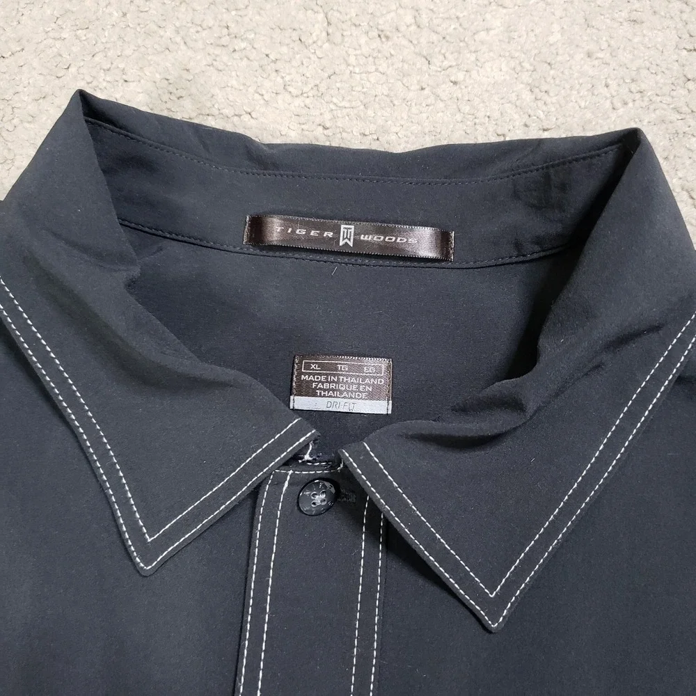 Nike Tiger Woods Polo Shirt Men XL Black One Tree Hill Show Crew VTG Golf Casual